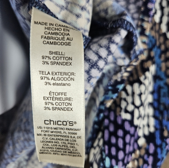 NWOT Chicos blue tan purple white corduroy blouse top Womens Medium - Picture 7 of 7